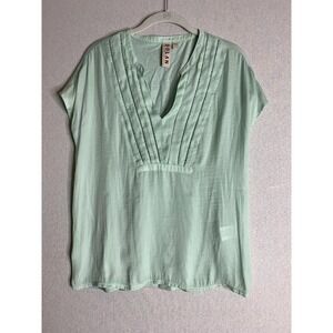 Dolan Left Coast Collection Blouse Womens S Mint Green V-Neck Boho Top Coastal